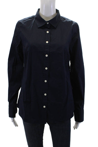 J Crew Womens Cotton Collared Long Sleeve Button Down Shirt Blue Size M