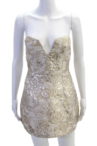 Alice McCall Womens Metallic Floral Strapless Mini Dress Beige Size 4