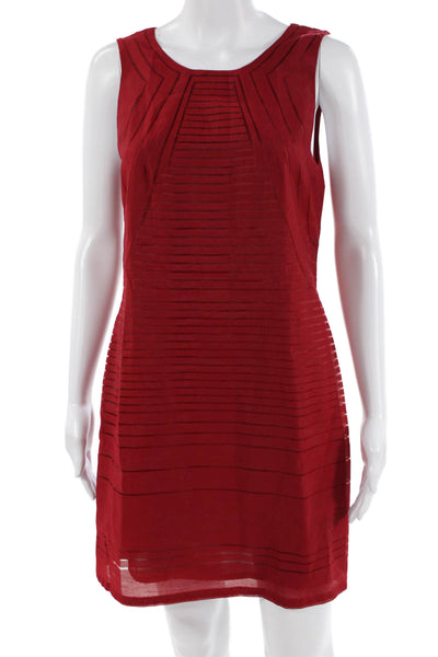 Max Studio Women Red Striped Sleeveless Shift Midi Dress Size 2