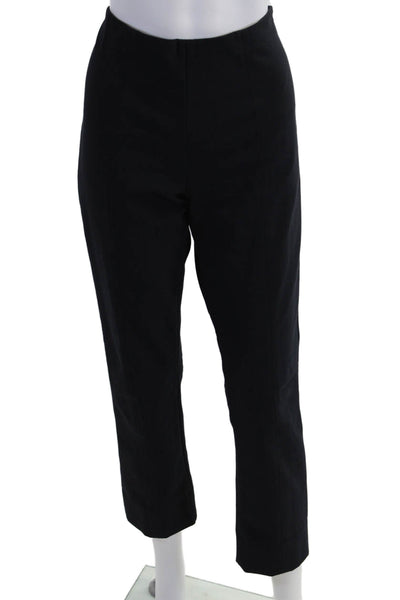 Vince Womens Ankle Cropped Dress Pants Black Zip 45% Cotton Size L