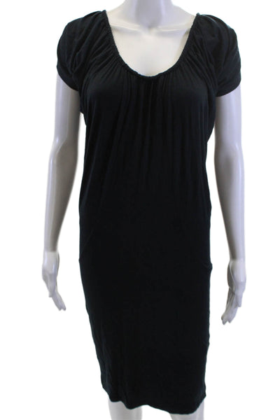 Theory Womens Shift Dress Black Short Sleeve Round Neck Petite Size 0