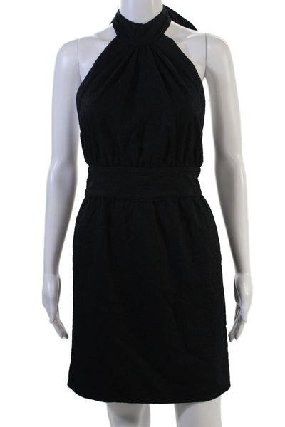 Betsey Johnson Womens Halter Knee Length Black Floral Cotton Dress Siz