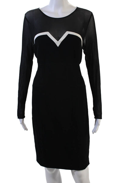 BASLER Women Bodycon Sheath Dress Black Long Sleeve Knee Length Size 42