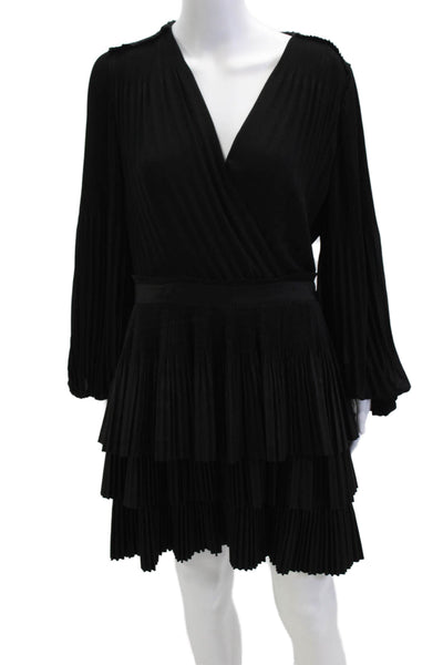 Claudie Pierlot Women Black Wrap Mini Dress Long Sleeve V-Neck Size 42 - Shop Linda's Stuff Claudie Pierlot Women Black Wrap Mini Dress Long Sleeve V-Neck Size 42 - Shop Linda's Stuff