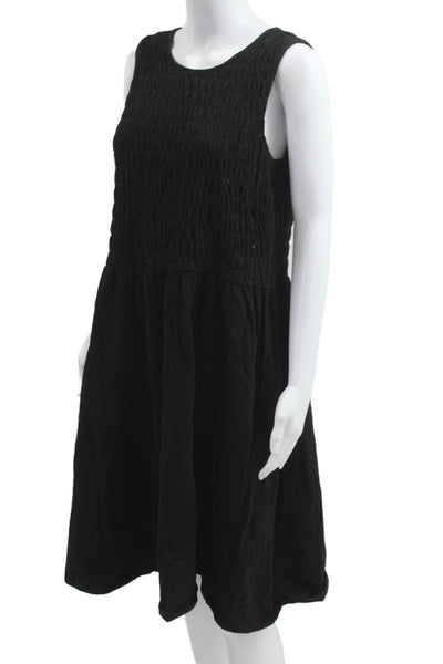 T Tahari Women Tank Shift Dress Black Cotton Round Neck Sleeveless Siz