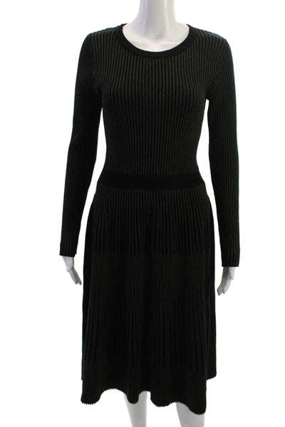T Tahari Women Black Striped Fit & Flare Sweater Dress Long Sleeve Size S T Tahari Women Black Striped Fit & Flare Sweater Dress Long Sleeve Size S