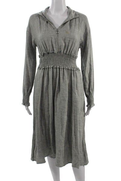 Zara Women Gray Collared Long Sleeve Shirt Dress Knee Length Viscose S Zara Women Gray Collared Long Sleeve Shirt Dress Knee Length Viscose S