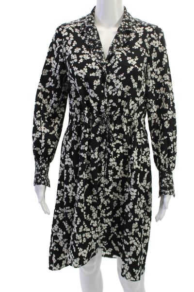 French Connection Women Shirt Dress Black Floral Long Sleeve Mini Size - Shop Linda's Stuff French Connection Women Shirt Dress Black Floral Long Sleeve Mini Size - Shop Linda's Stuff