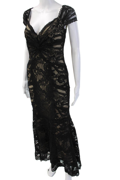 Nicole Miller Womens Mermaid Dress Black V-Neck Short Sleeve Long Size 6 Nicole Miller Womens Mermaid Dress Black V-Neck Short Sleeve Long Size 6