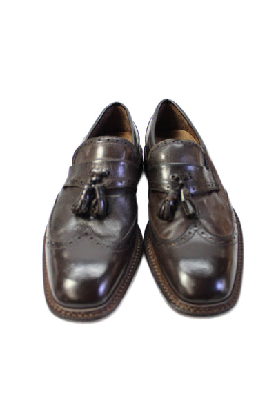 Cole Haan Mens Leather Tassel Detail Slip On Loafers Shoes Brown