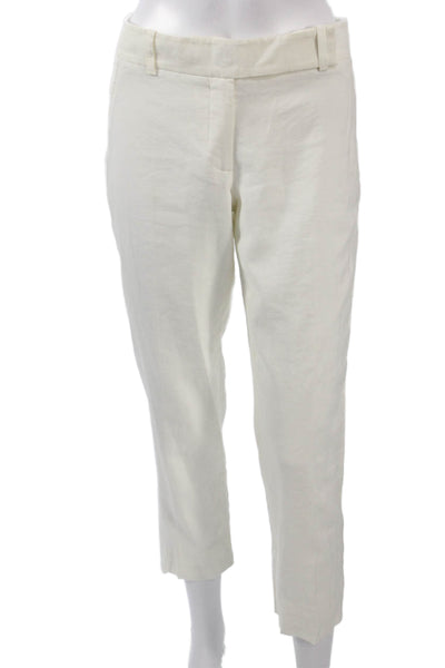 petite white dress slacks Robert Rodriguez Black Label Women Ankle Dress Pants White Linen Petite Size 4