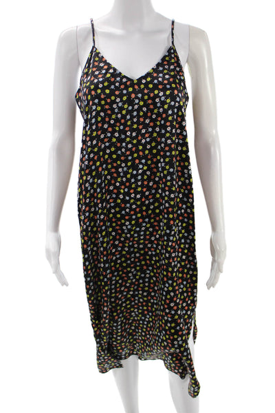 ATM Womens Slip Dress Black Silk Floral V-Neck Knee Length Sleeveless - Shop Linda's Stuff ATM Womens Slip Dress Black Silk Floral V-Neck Knee Length Sleeveless - Shop Linda's Stuff