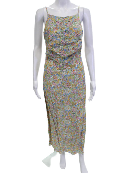 green floral maxi dress zara Zara Women Green Floral Slip Dress Long Sleeveless Zip Polyester Blend