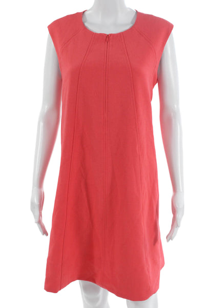 dkny pink dress DKNY Womens Pink Shift Dress Sleeveless Zip Back Round Neck Size 8