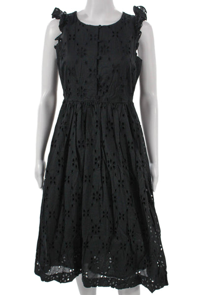 J Crew Womens Fit & Flare Black Cotton Dress Size 6P