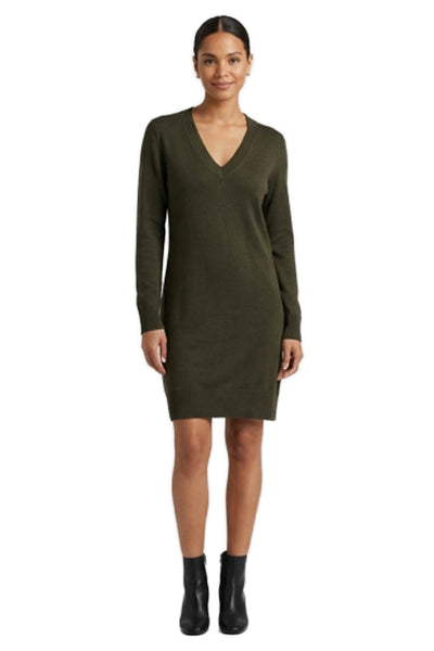 Michael Michael Kors Women Sweater Dress Green V-Neck Long Sleeve Size L