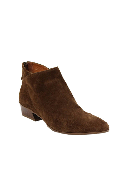 Aquatalia Womens Suede Pointed Toe Ankle Boots Shoes Brown Size 6.5
