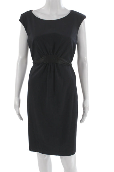 ABS Allen Schwartz Womens Sheath Dress Black Boatneck Short Sleeve Size 6