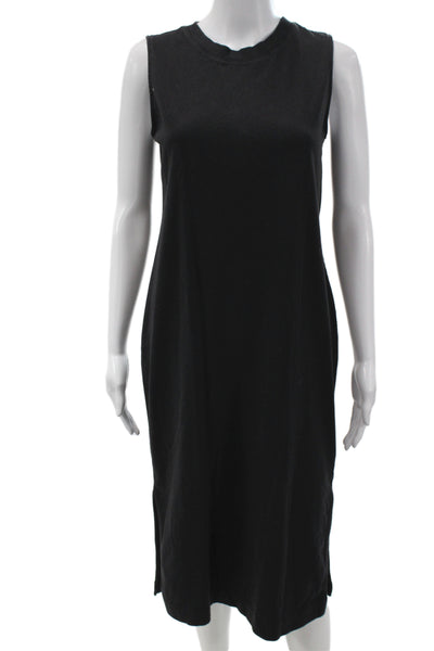 Everlane Womens Tank Dress Black Organic Cotton Crew Neck Knee Length Size XS