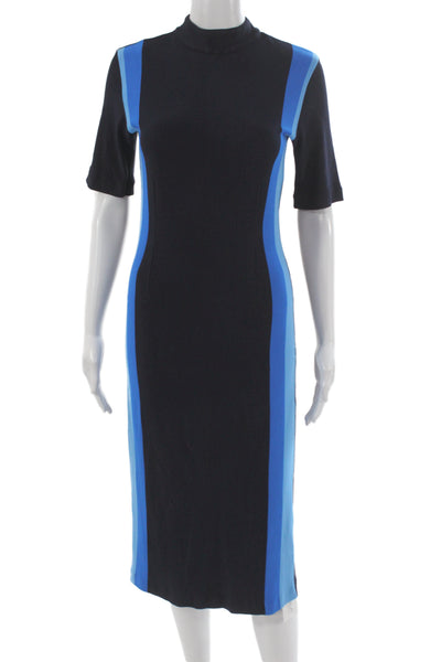 Boss Hugo Boss Women Bodycon Striped Black Dress Short Sleeve Size S