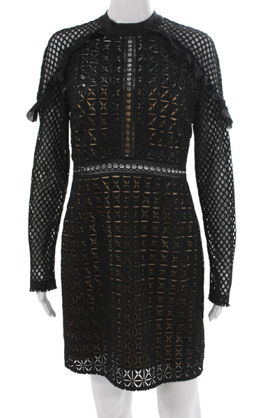 Self Portrait Womens Bodycon Black Long Sleeve High Neck Dress Size S Self Portrait Womens Bodycon Black Long Sleeve High Neck Dress Size S