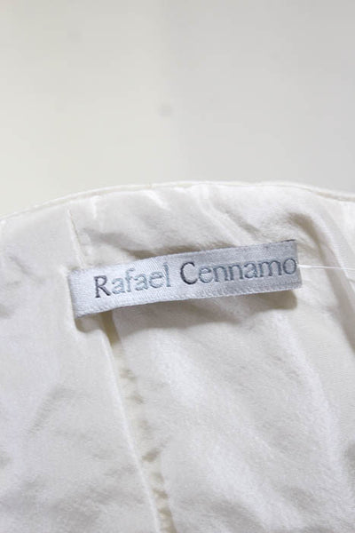 Rafael Cennamo White Couture  Ivory Silk One Shoulder Pleated Bow Bridal Gown Si