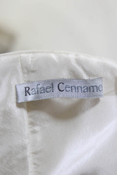 Rafael Cennamo White Couture  Ivory Silk One Shoulder Pleated Bow Bridal Gown Si