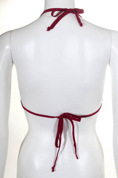 0039 Italy Pink Yellow Polka Dot Triangle String Tie Bikini Top Size Medium New