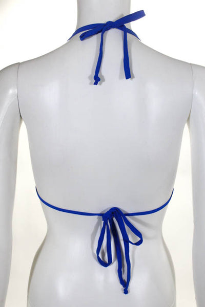 0039 Italy Blue Pink Polka Dot Triangle String Bikini Top Size Extra Small New