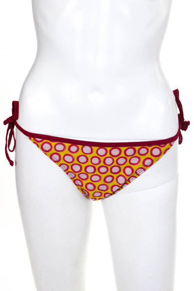 0039 Italy Blue Pink Polka Dot Tie String Bikini Bottom Size Medium New