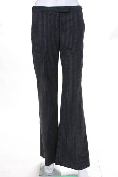 Theory Grey Striped Flat Front Boot Cut Pant Size 4