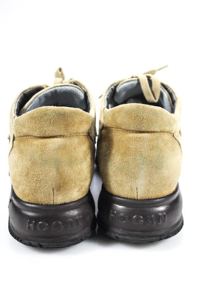 Hogan  Camel Brown Suede Platform Sneakers Size 10