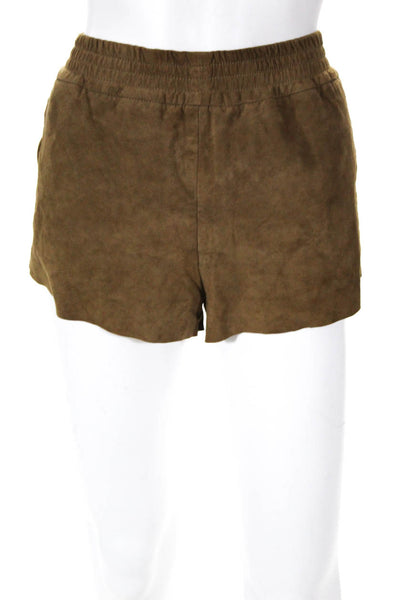 Kate Moss TopShop Women's Elastic Waist Casual Shorts Leather Green Size 6