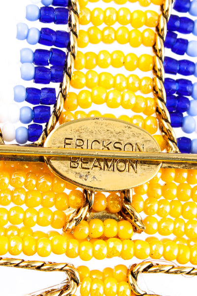 Erickson Beamon Womens Gold Tone Rhinestone Beaded Cartoon Bird Pin Yellow