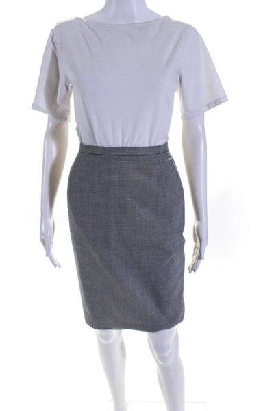 Burberry London Womens Patterned Zip Up Mini Pencil Skirt White Size 7