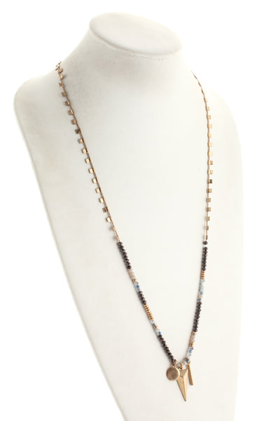 Marlyn Schiff Gold Tone Hematite Beaded Statement Pendant Necklace $69 NEW