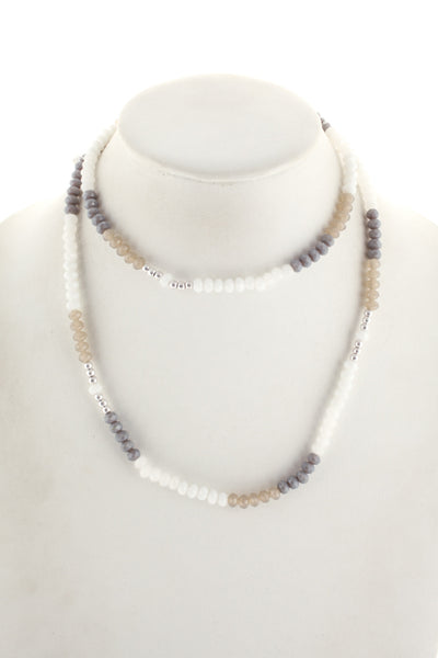 Marlyn Schiff Silver Tone White Hematite Crystal Bead Necklace Bracelet $92 NEW