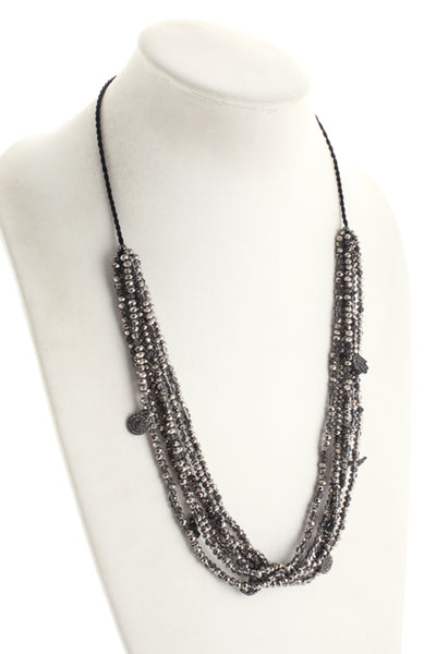 Marlyn Schiff Gray Hematite Crystal Multi Layer Charm Cluster Necklace $96 NEW