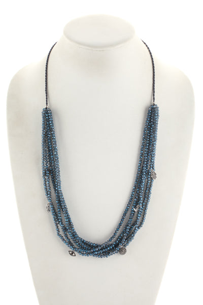Marlyn Schiff Gray Hematite Crystal Multi Layer Beaded Charm Necklace $96 NEW