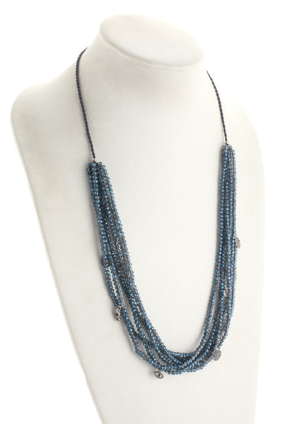 Marlyn Schiff Gray Hematite Crystal Multi Layer Beaded Charm Necklace $96 NEW