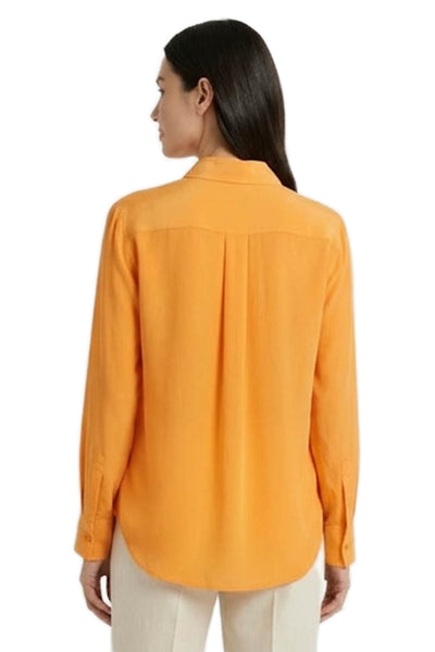 Equipment Femme Women Collared Silk Long Sleeve Shirt Yellow Solid Size XS