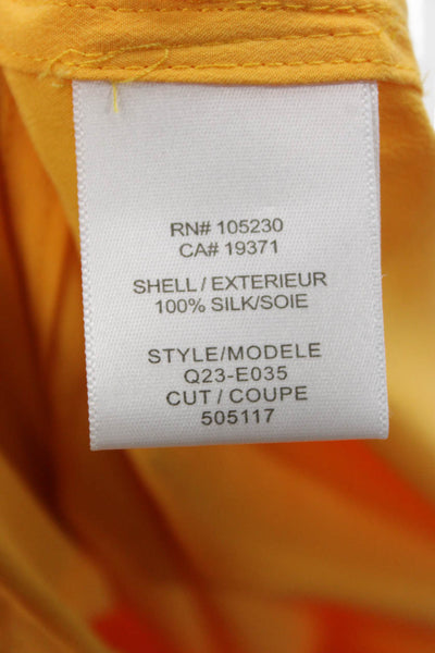 Equipment Femme Women Collared Silk Long Sleeve Shirt Yellow Solid Size XS