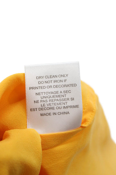 Equipment Femme Women Collared Silk Long Sleeve Shirt Yellow Solid Size XS