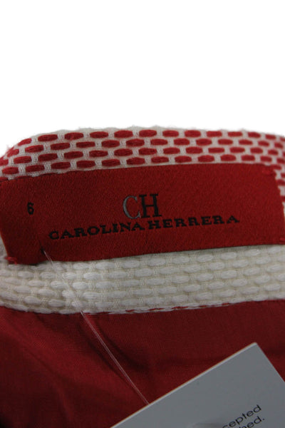 CH Carolina Herrera Womens Striped Cotton Straight Pencil Skirt Red Zip Size 6