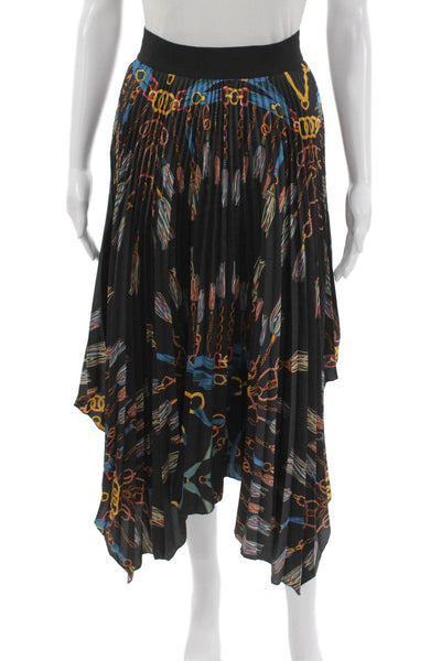 Zara Women Pleated Midi Skirt Black Polyester Size M