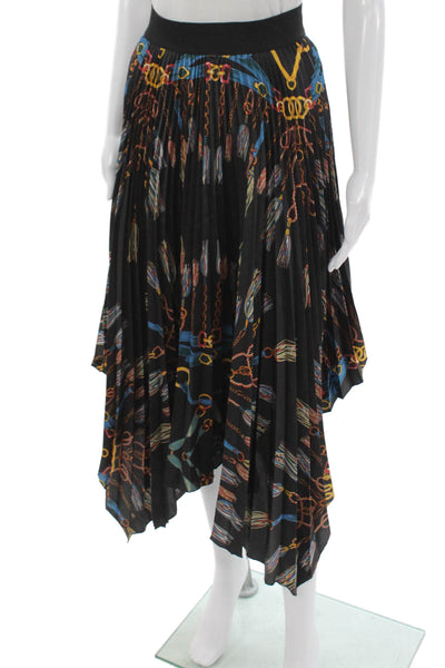 Zara Women Pleated Midi Skirt Black Polyester Size M