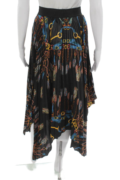 Zara Women Pleated Midi Skirt Black Polyester Size M