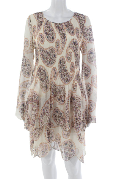 See by Chloe Women Trapeze Swing Paisley Knee Length Long Sleeve Dress Size 38