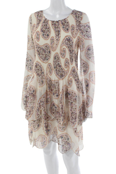 See by Chloe Women Trapeze Swing Paisley Knee Length Long Sleeve Dress Size 38