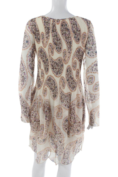 See by Chloe Women Trapeze Swing Paisley Knee Length Long Sleeve Dress Size 38